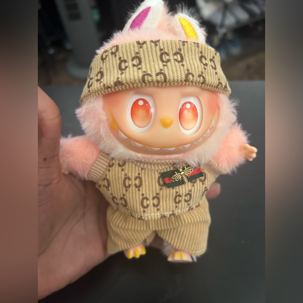 Cute LABUBU DESIGNER Beige Brown Outfit